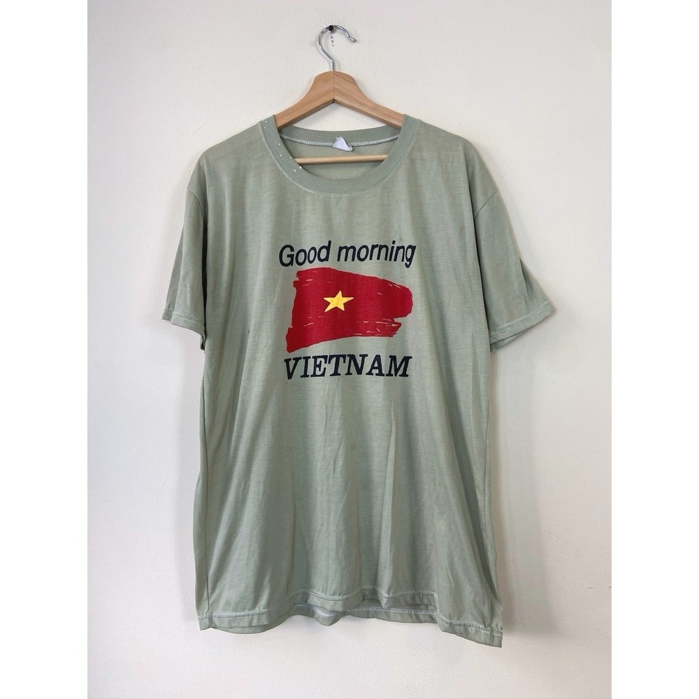 Vintage 90's Good Morning Vietnam Flag Classic Movie Tan Tee Shirt